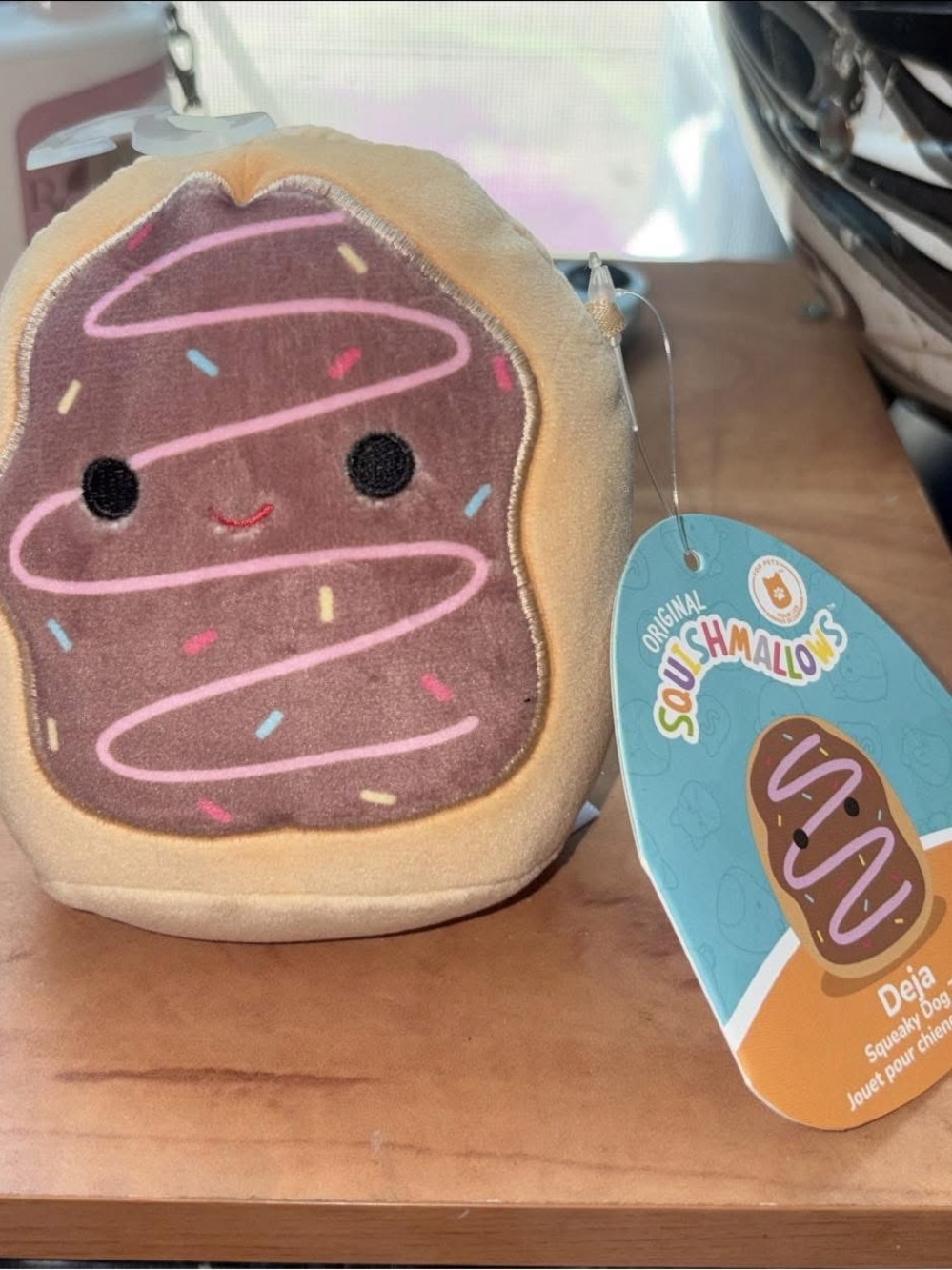 Squishmallows Deja Plush Squeaky Dog Toy - Brown, Cream, Pink